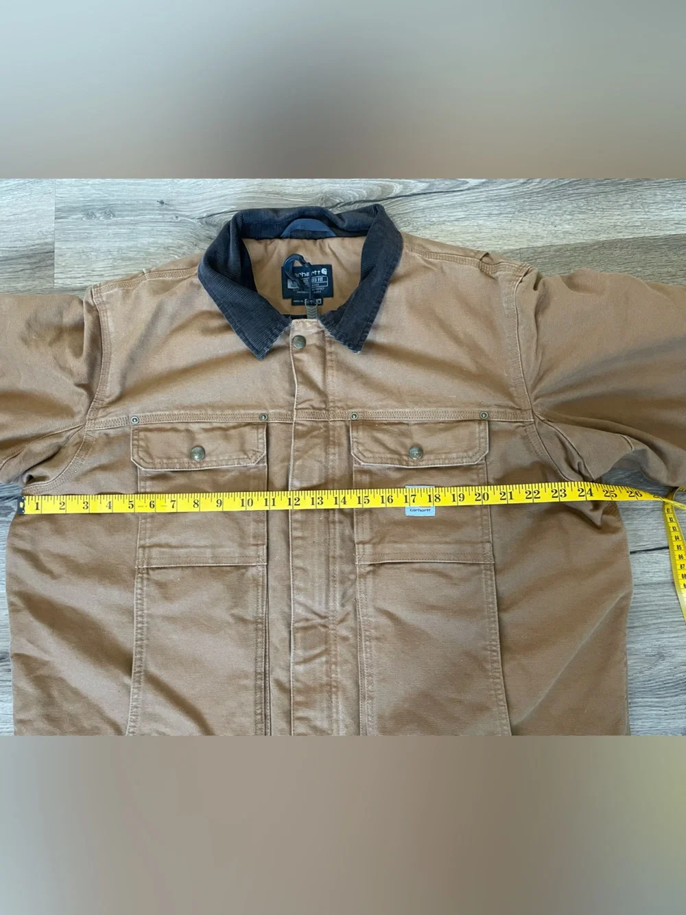 Carhartt Relaxed Fit Duck Utility Jacket Men’s Large Tall Brown Corduroy Collar